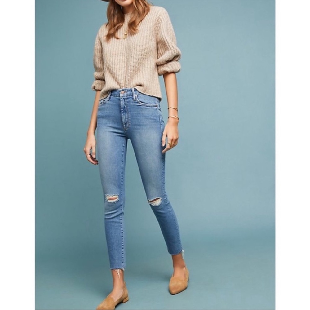 MOTHER Denim High Waisted Looker Ankle Fray